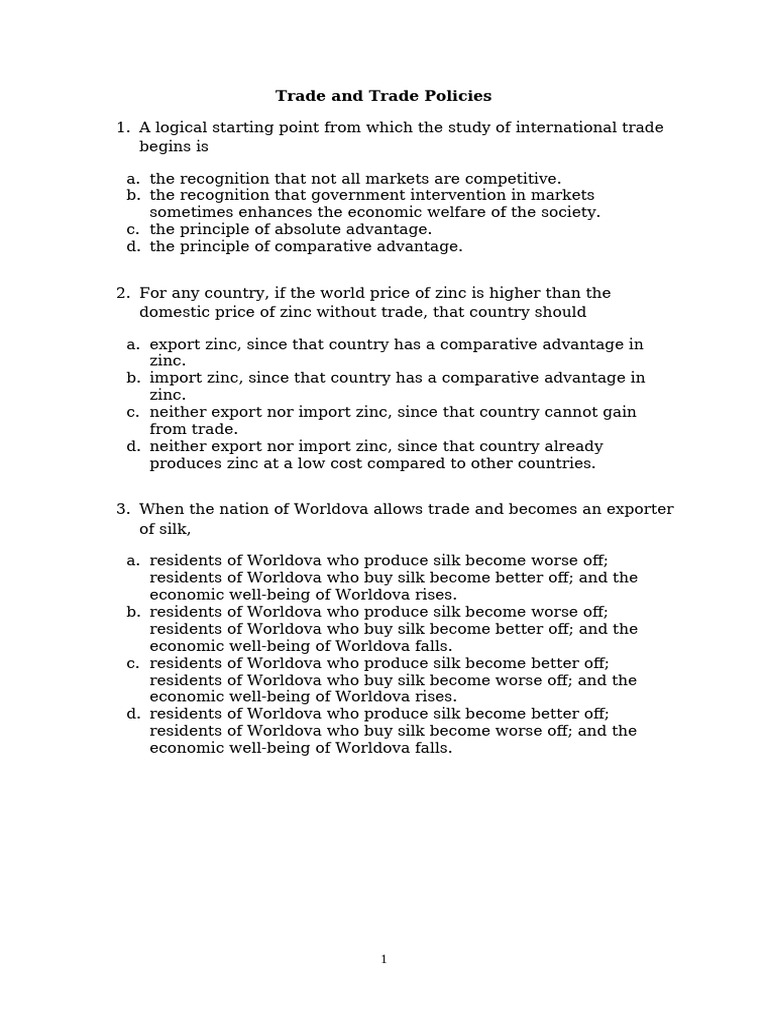 Understanding Trade and Economic Policies | PDF | Economic Surplus ...