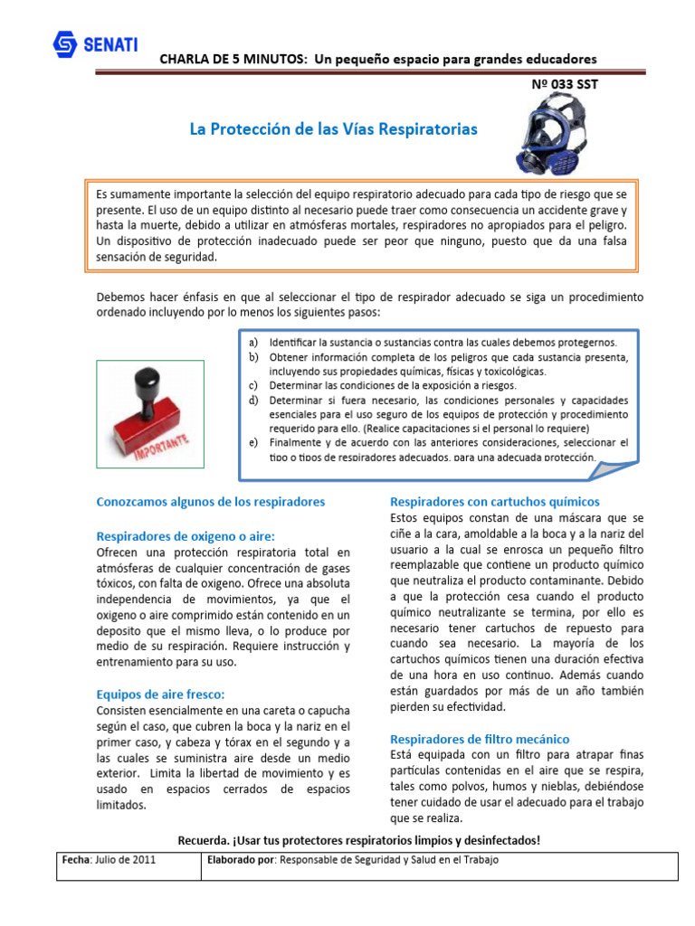 Info 033 SSO Proteción Respiratoria | PDF