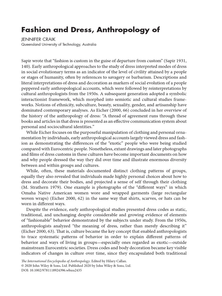 anthropology of dress and fashion Fashion Anthropology: Primates of Park Avenue