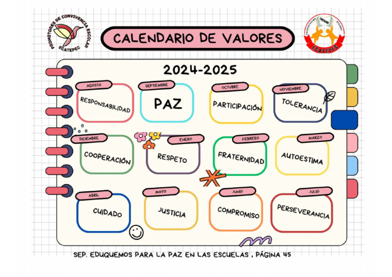 Calendario Valores 2024-2025 | PDF