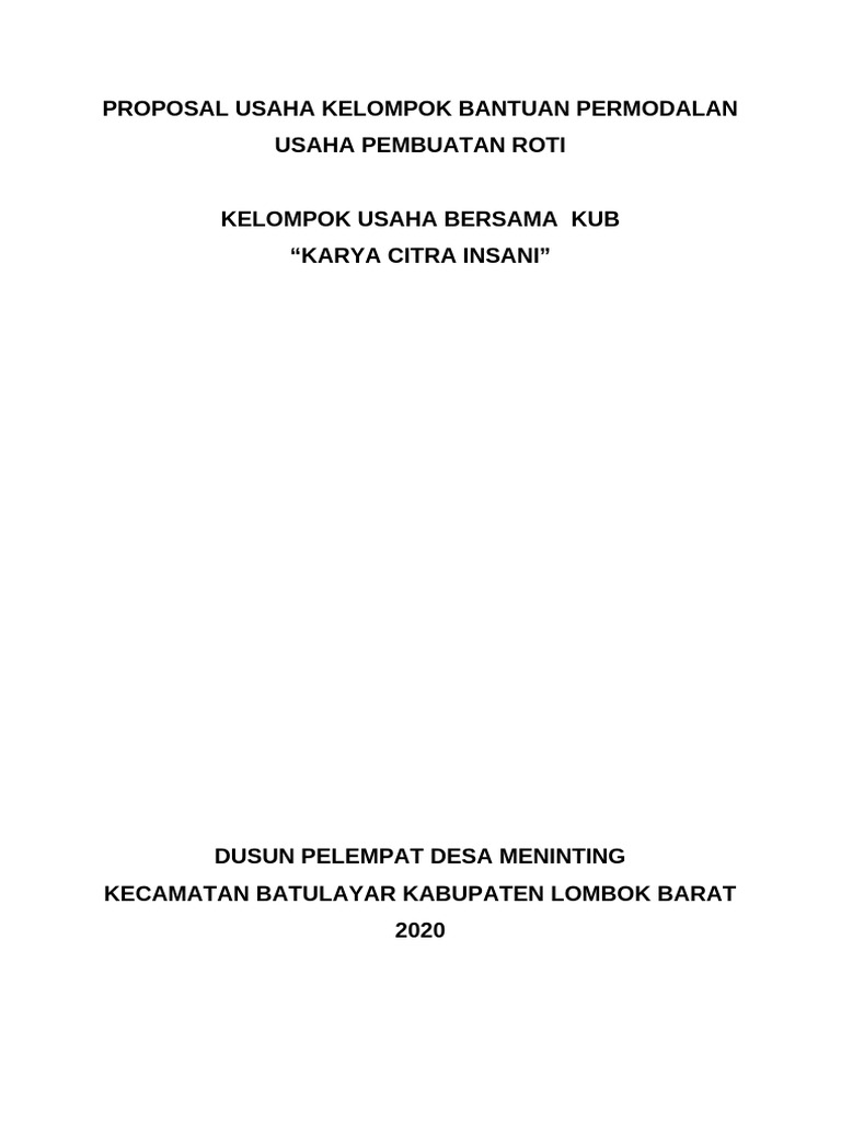 Proposal Usaha Kelompok Bantuan Permodalan | PDF