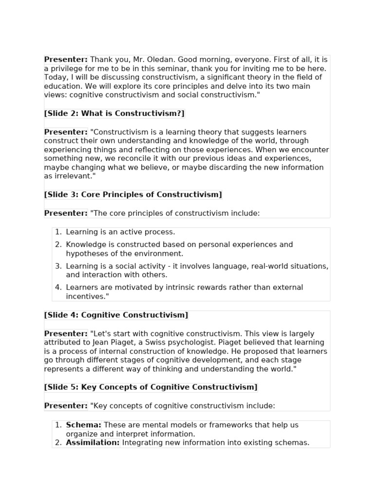 Script For Constructivism | PDF