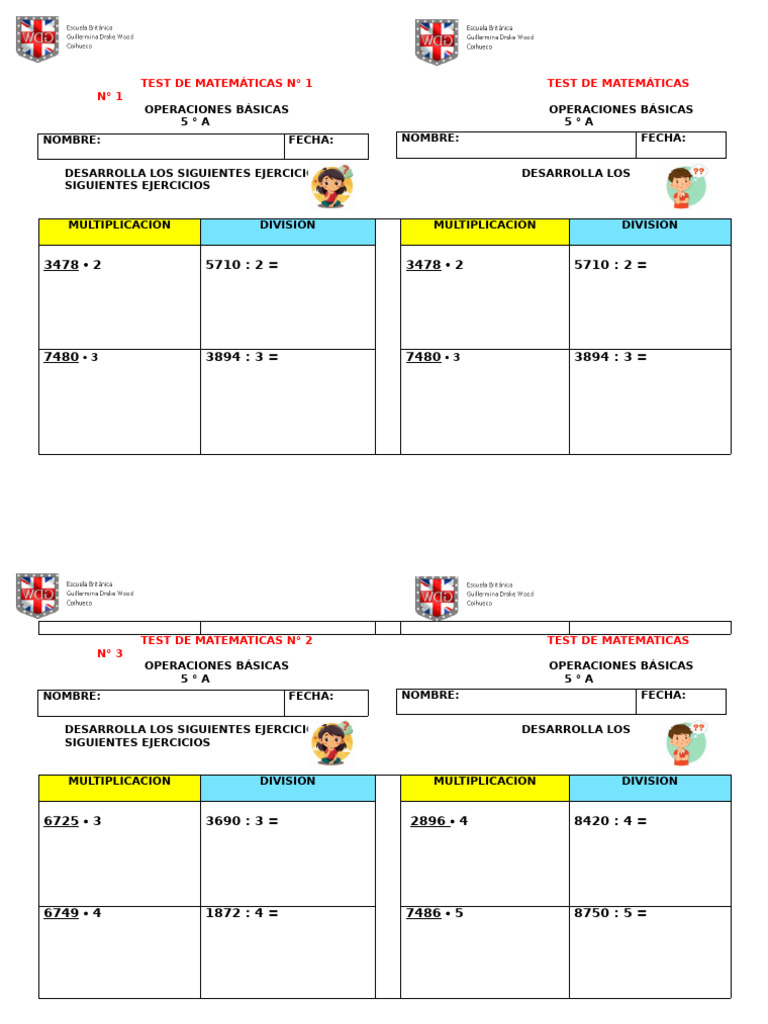 Test de Matemáticas Test de Matemáticas | PDF