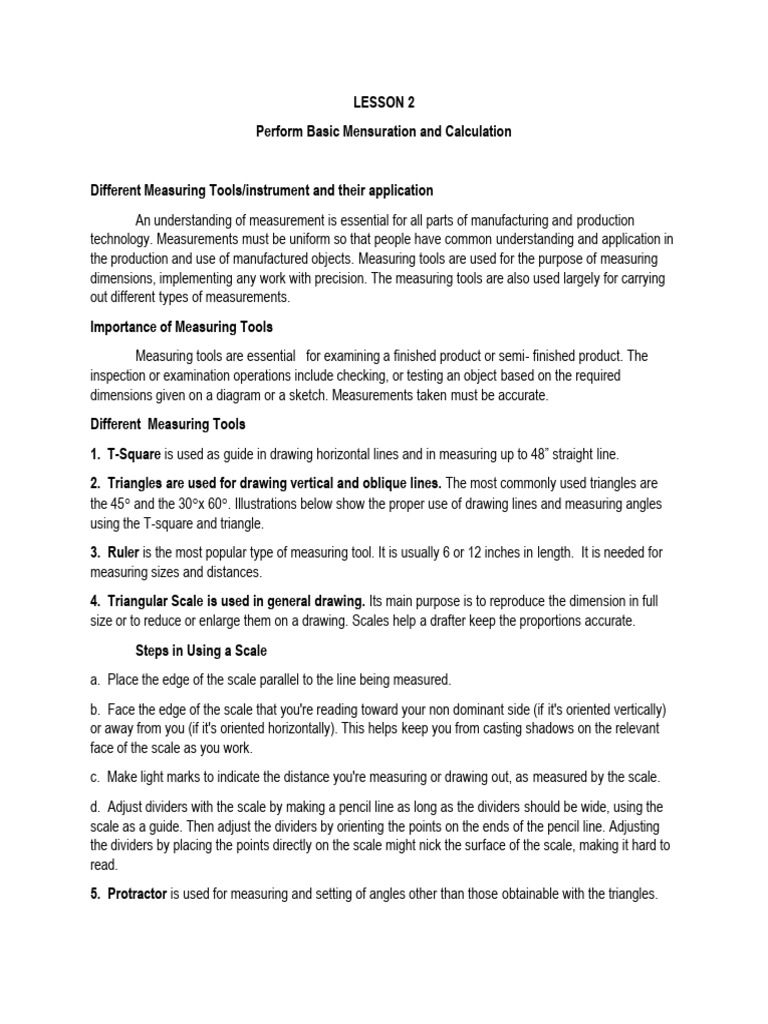 NOTES+ (Perform+Basic+Mensuration+and+Calculation) 2 | PDF