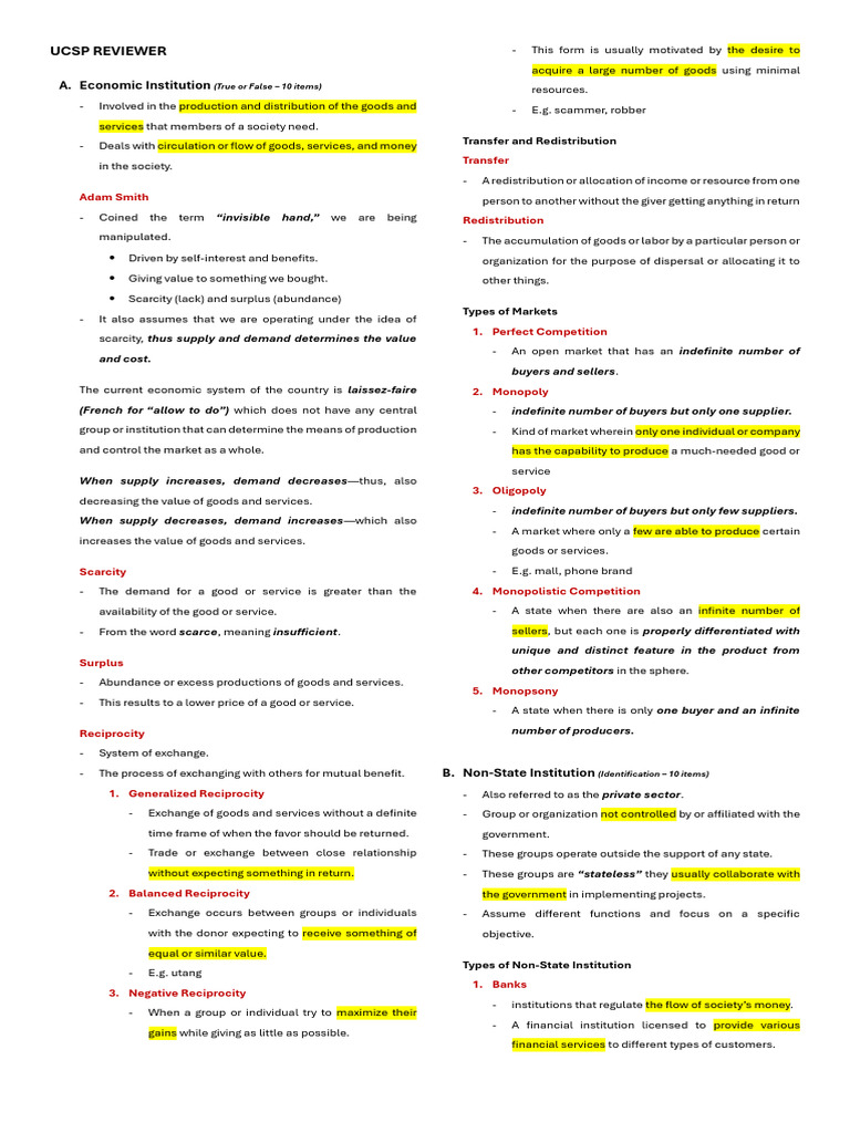 UCSP REVIEWER 4th Qtr. | PDF