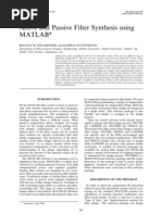 Active and Passive Filter Synthesis Using MATLAB