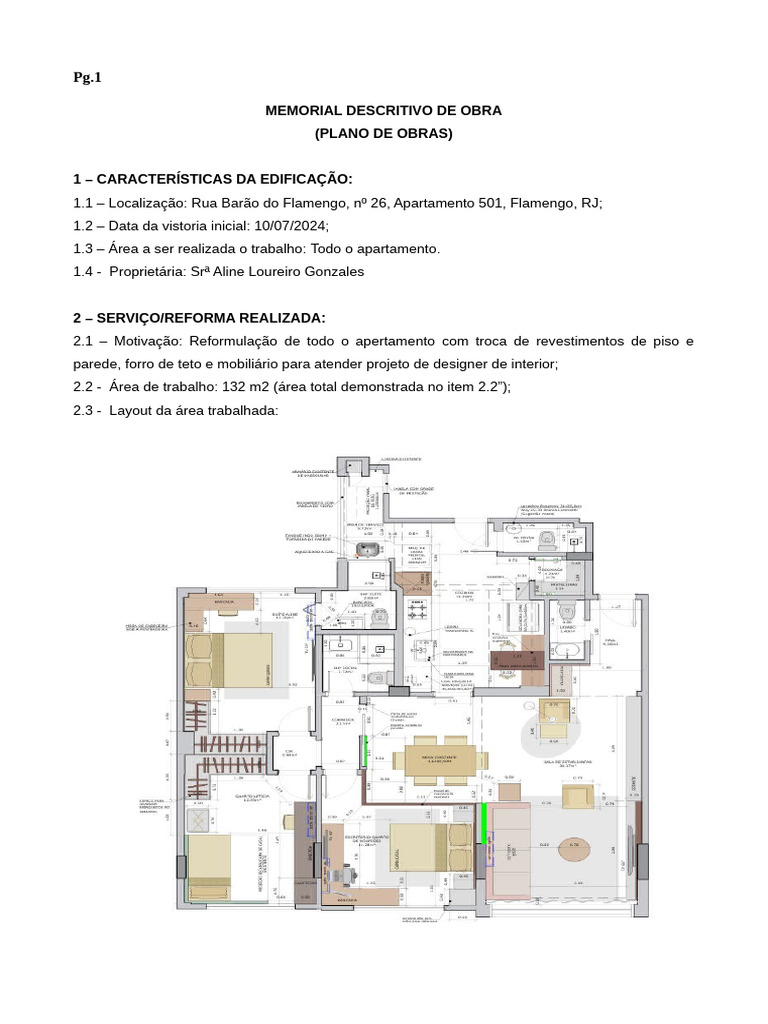 Memorial Descritivo de Obra - SR Aline - Flamengo | PDF