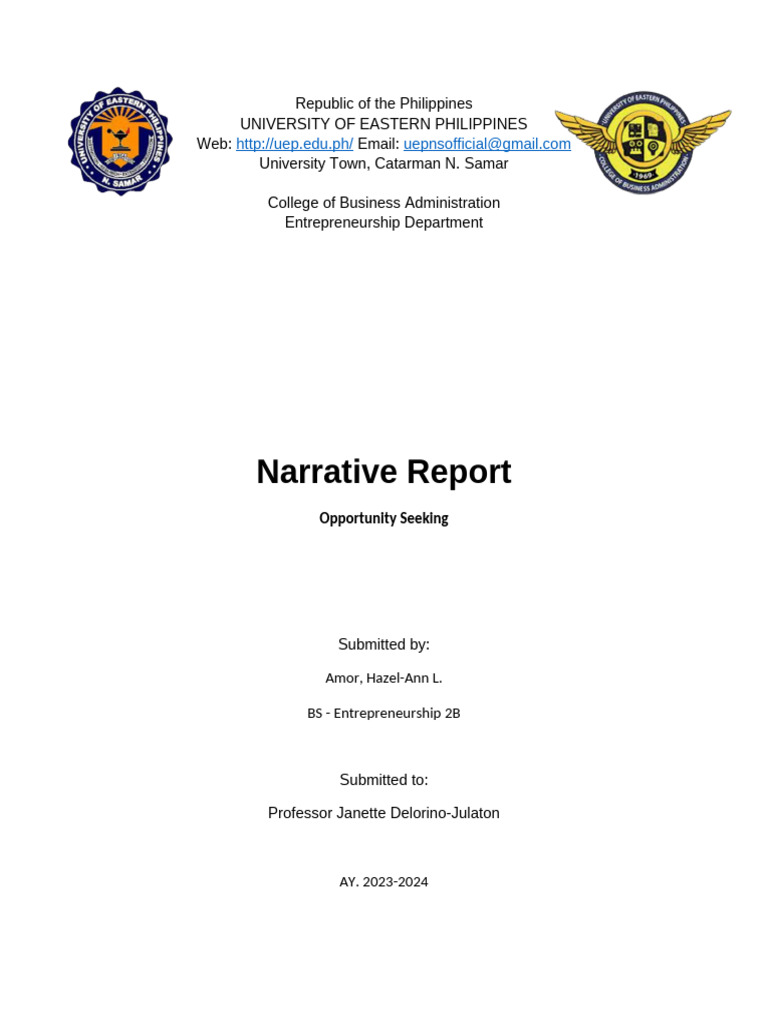 Narrative Report Opportunity Seeking | PDF