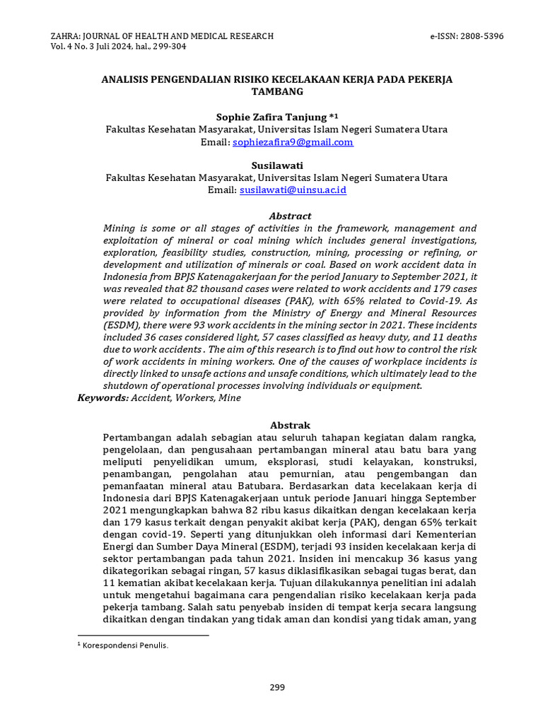 Analisis Pengendalian Risiko Kecelakaan Kerja Pada Pekerja Tambang Pdf