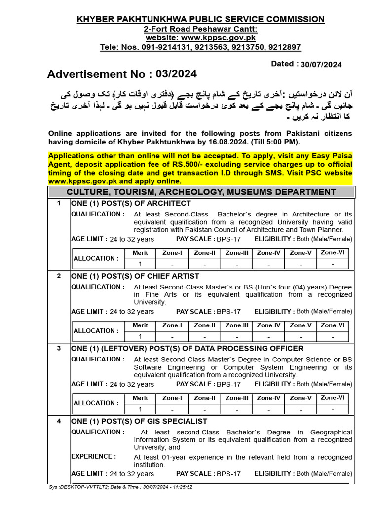 Advertisement No 03 2024 | PDF