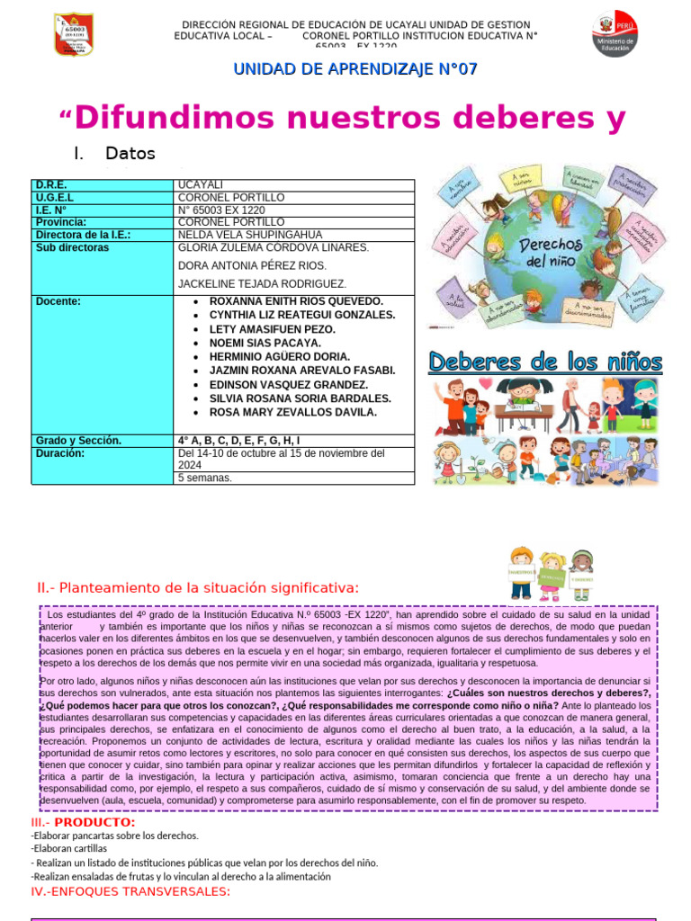 UNIDAD DE APRENDIZAJE N°07 4to | PDF