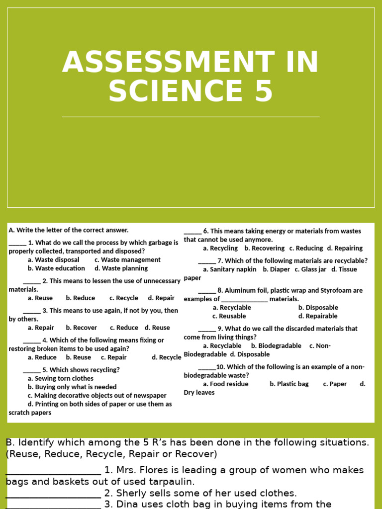Assessment in Science 5 Week 5 | PDF
