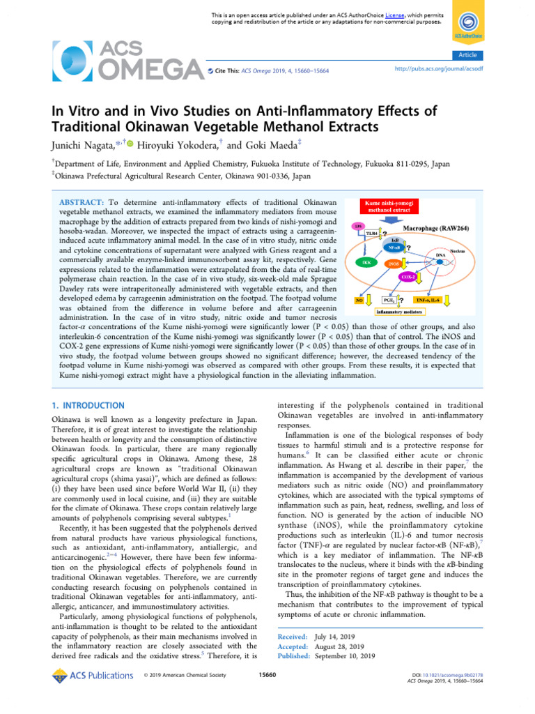 Nagata Et Al 2019 in Vitro and in Vivo Studies On Anti Inflammatory ...