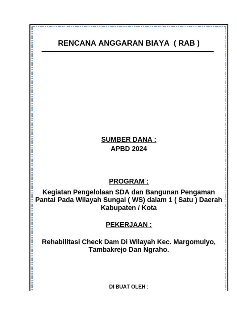 RAB Rehabilitasi Check Dam 2024 | PDF