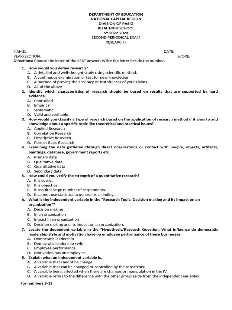 Second Grading Periodical Exam Research 1 Pdf Bracket Inquiry