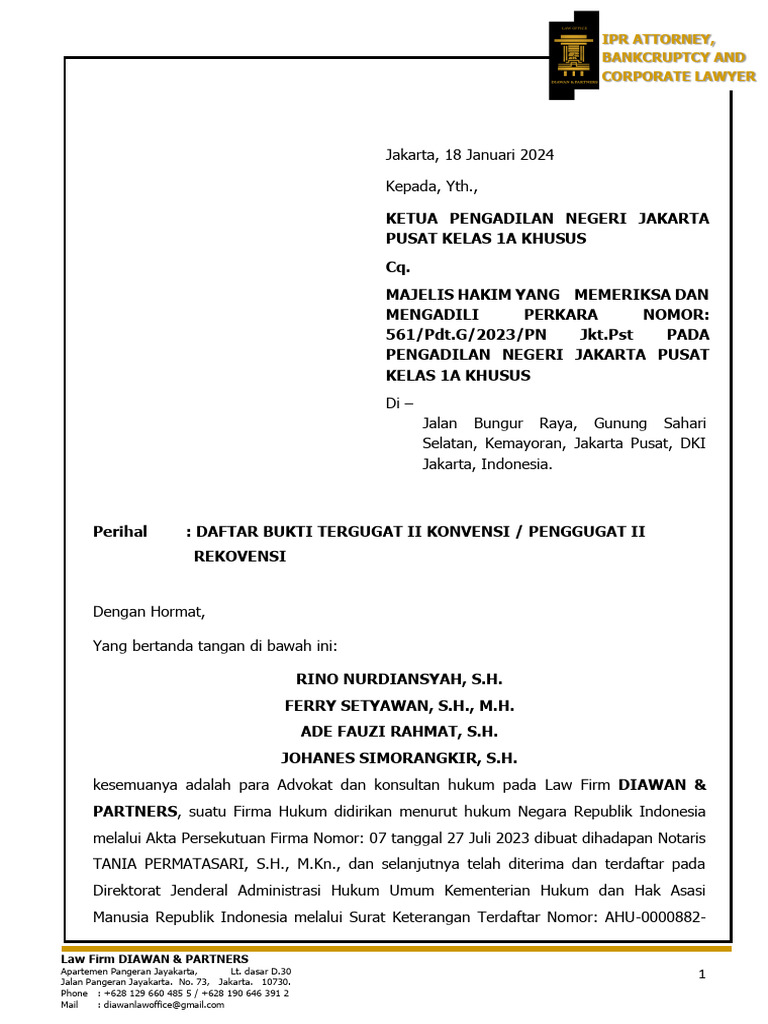 Daftar Bukti T-2 (Tambahan) | PDF