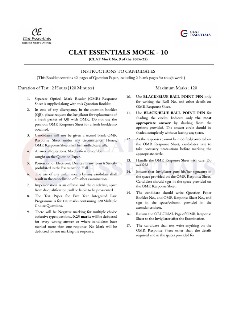 Mock 10 - 7 Sep - Only QP | PDF