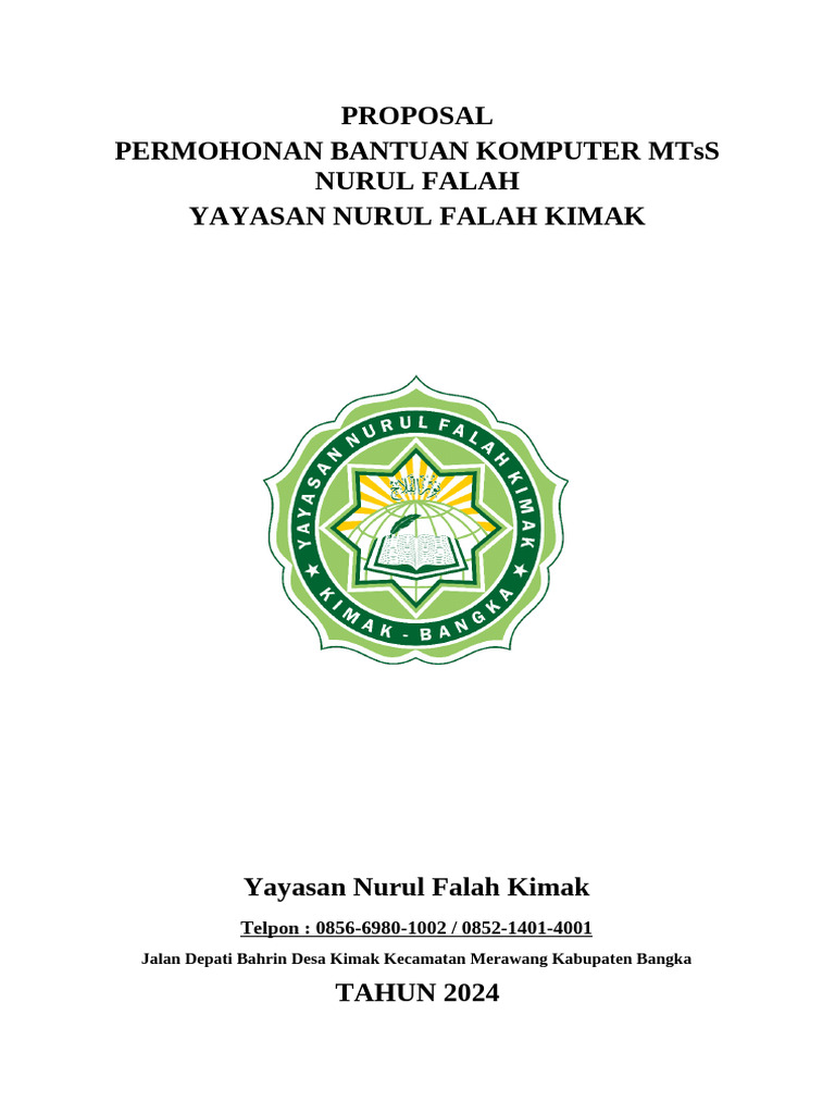 Proposal Bantuan Komputer MTsS 2024 | PDF