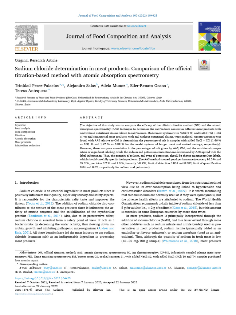 Journal of Food Composition and Analysis | PDF