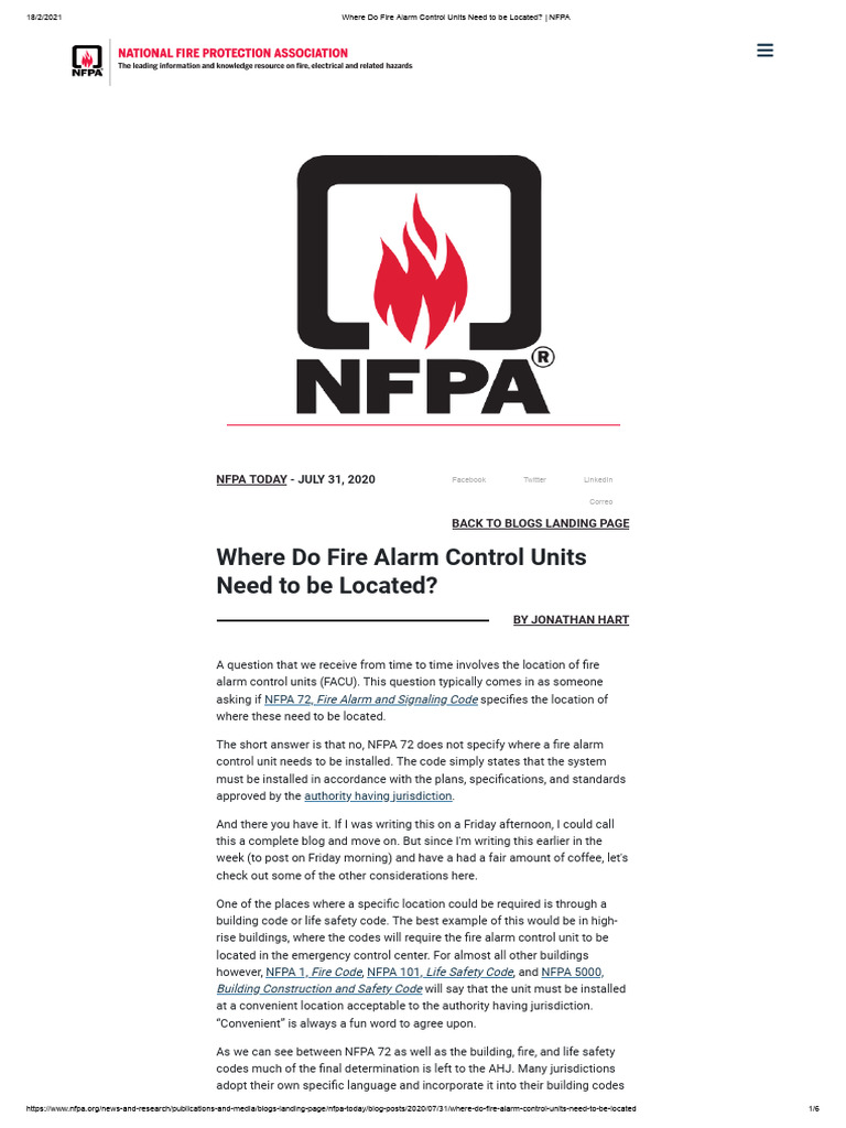 Fire Alarm Control Panel Location Guide | PDF | Safety
