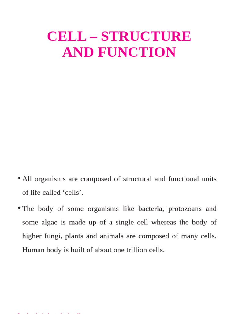 Cell Structure And Function 1 Pdf