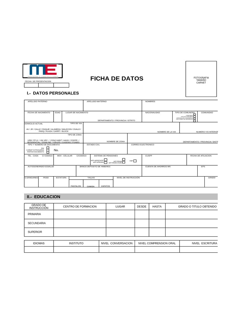 Ficha de Datos Personales | PDF