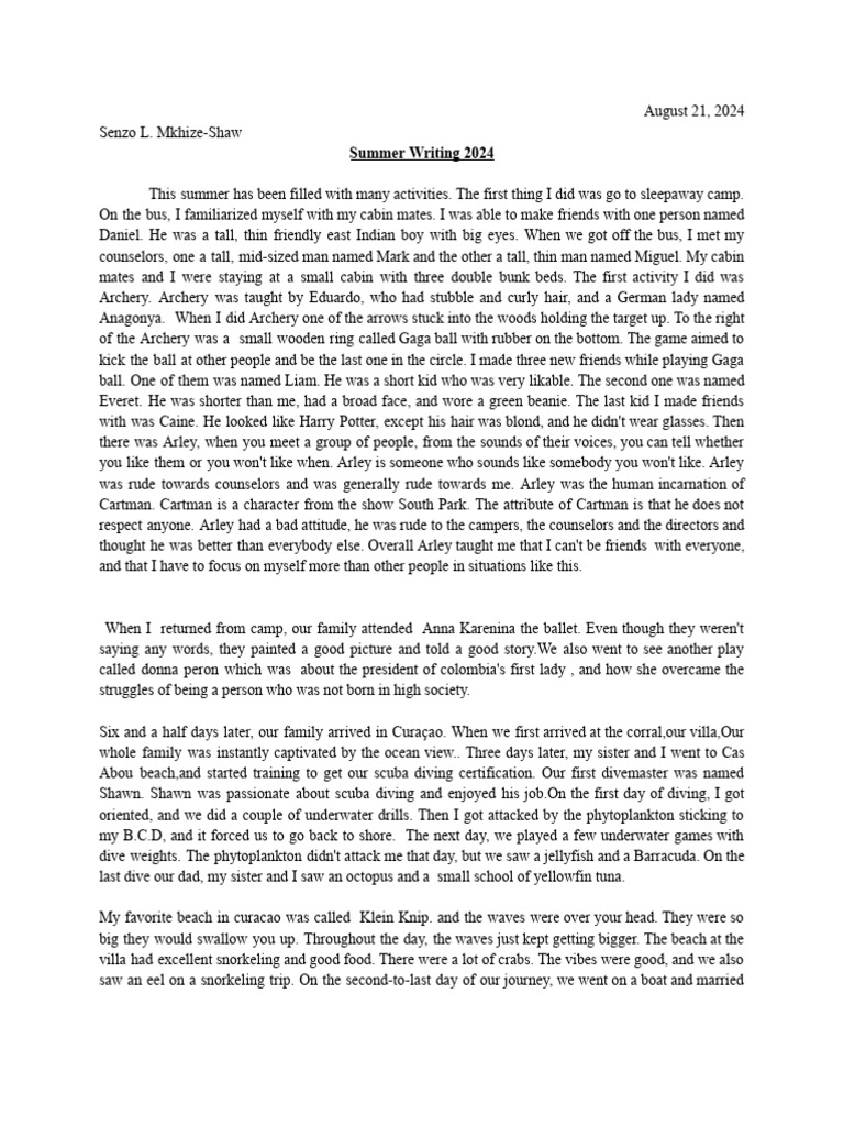 Summer Writing 2024 Pdf