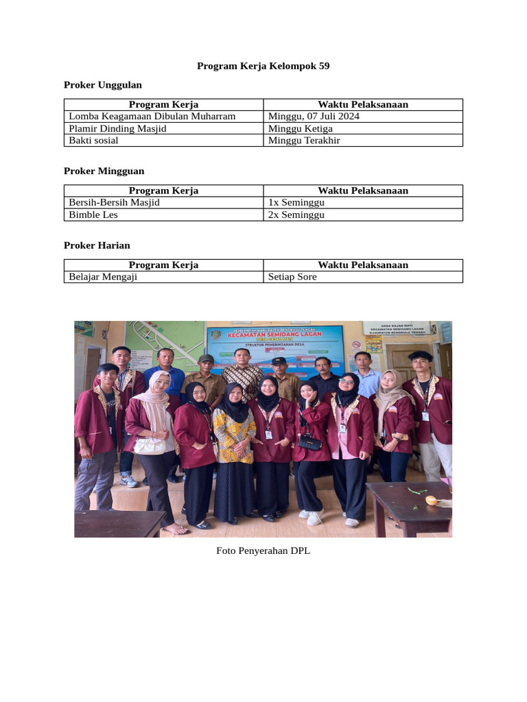 Program Kerja Kelompok 59 | PDF
