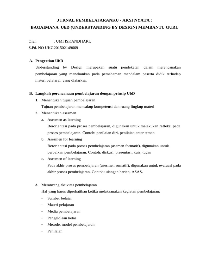 Jurnal Pembelajaran 1 | PDF