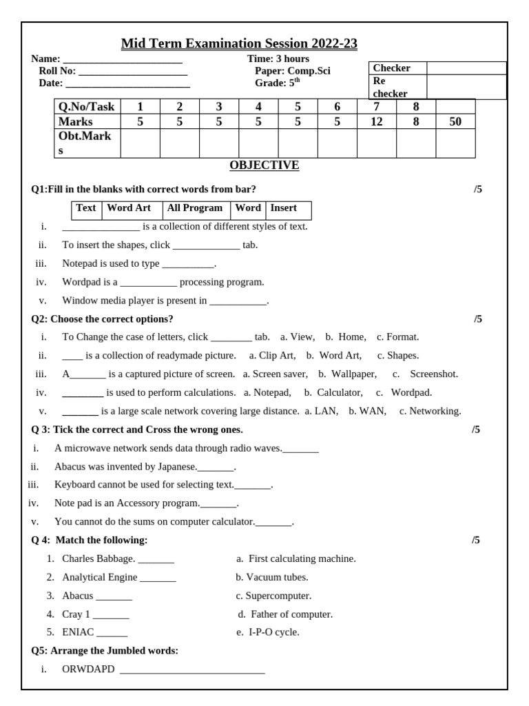 Computer Science Grade 5 | PDF