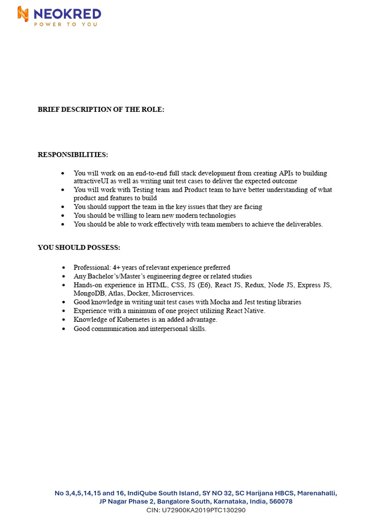 MERN Stack Developer | PDF