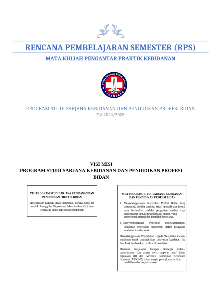 RPS PENGANTAR PRAKTIK KEBIDANAN Update 2024 | PDF