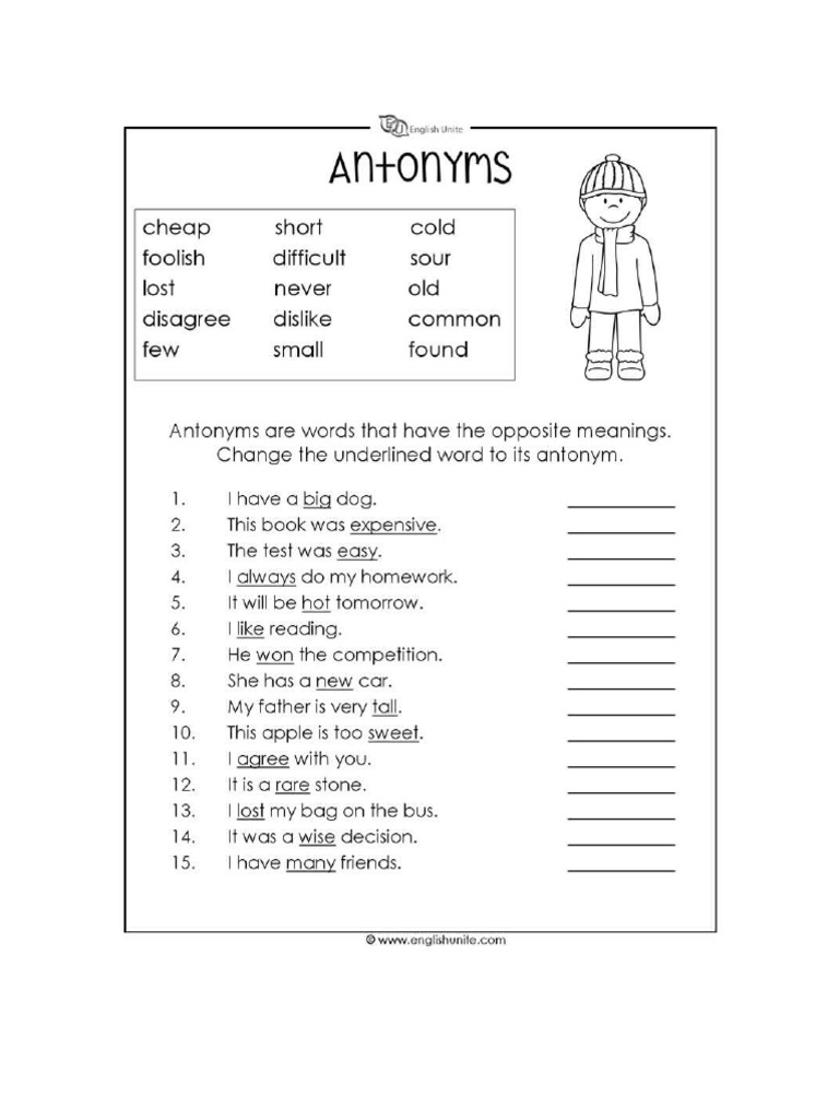 Antonymn Worksheet | PDF