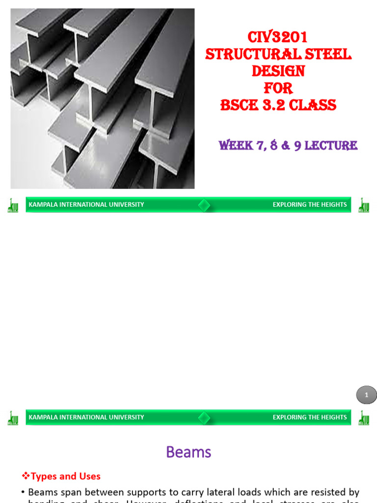 CIV3201 Week 7, 8 & 9 Bending Members Lecture | PDF