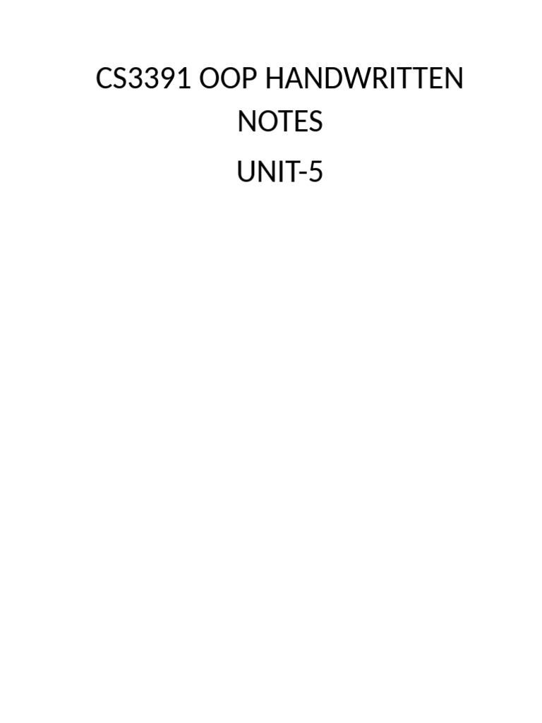 Iii - Cse - CS3391 - Oop - Unit 5 | PDF | Home & Garden | Teaching ...