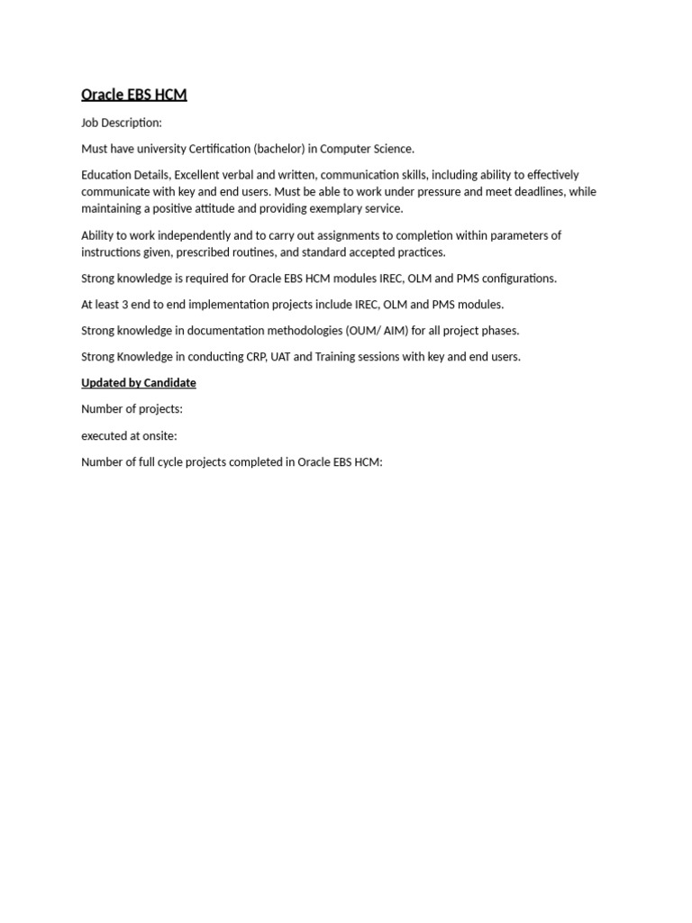 Oracle EBS HCM-JDs | PDF