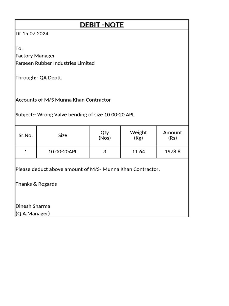 Debit Note | PDF