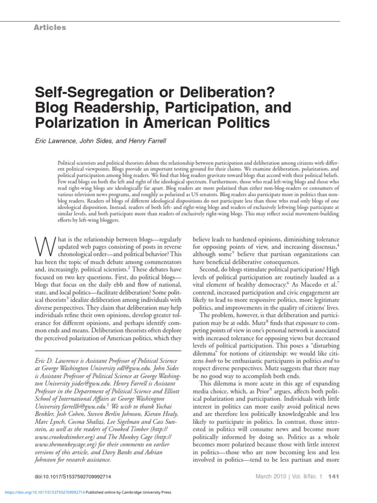 Blog Readership and Political Polarization | PDF | Blog | Social Science