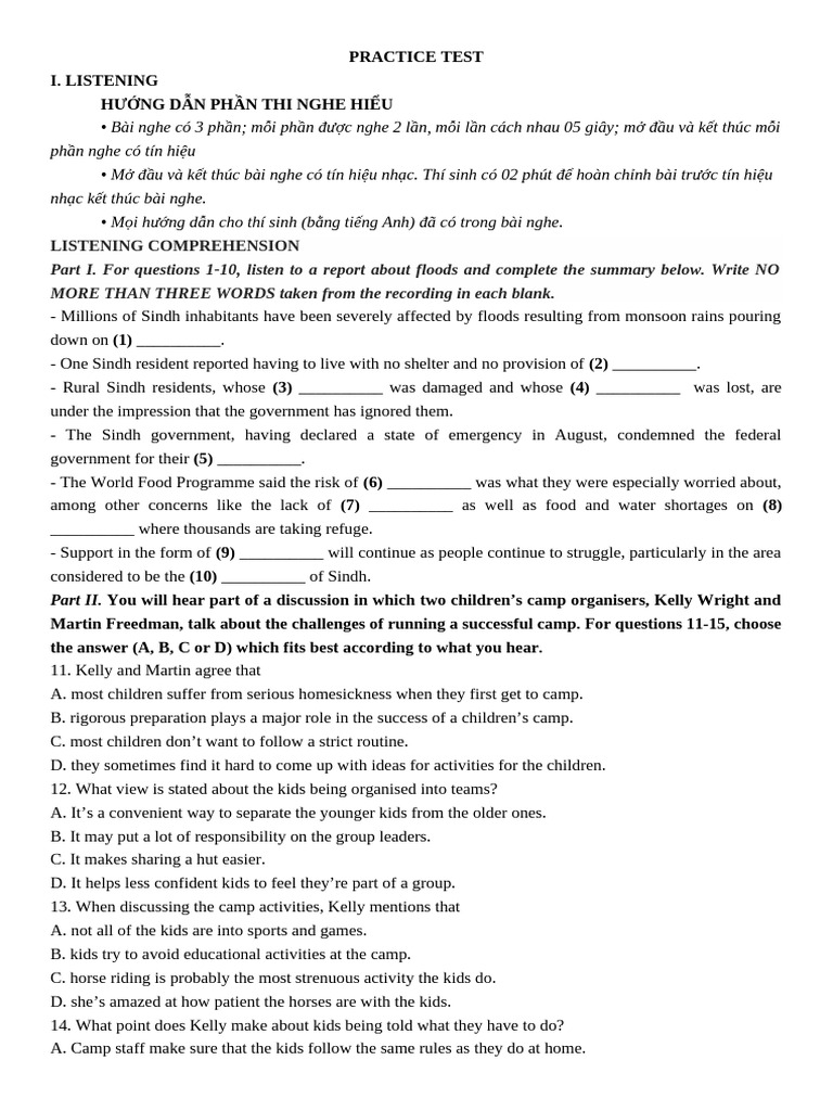 Practice Test - Listening | PDF