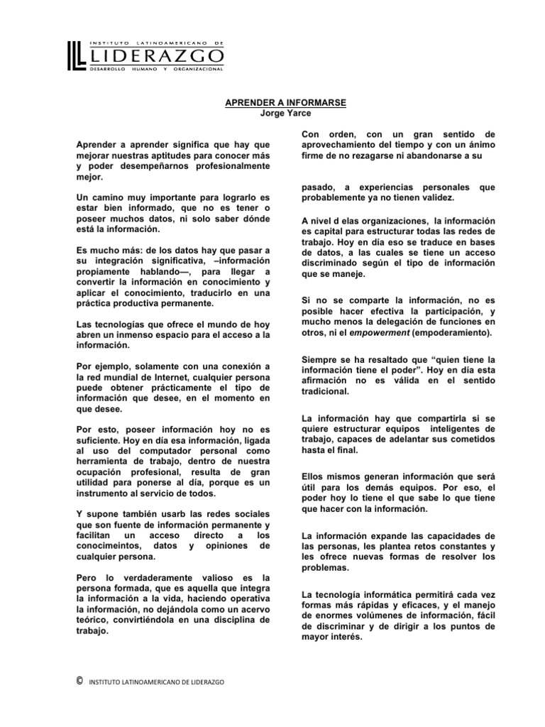 Importancia de Informarse Eficazmente | PDF | Información | Aprendizaje