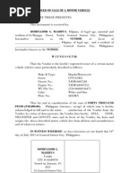 Blank Deed of Sale of Motor Vehicle Template