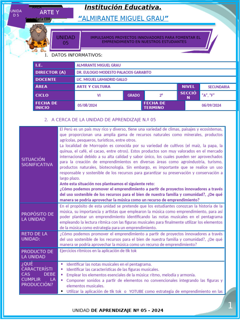 Unidad de Aprendizaje de Arte y Cultura 05 - Segundo | PDF ...