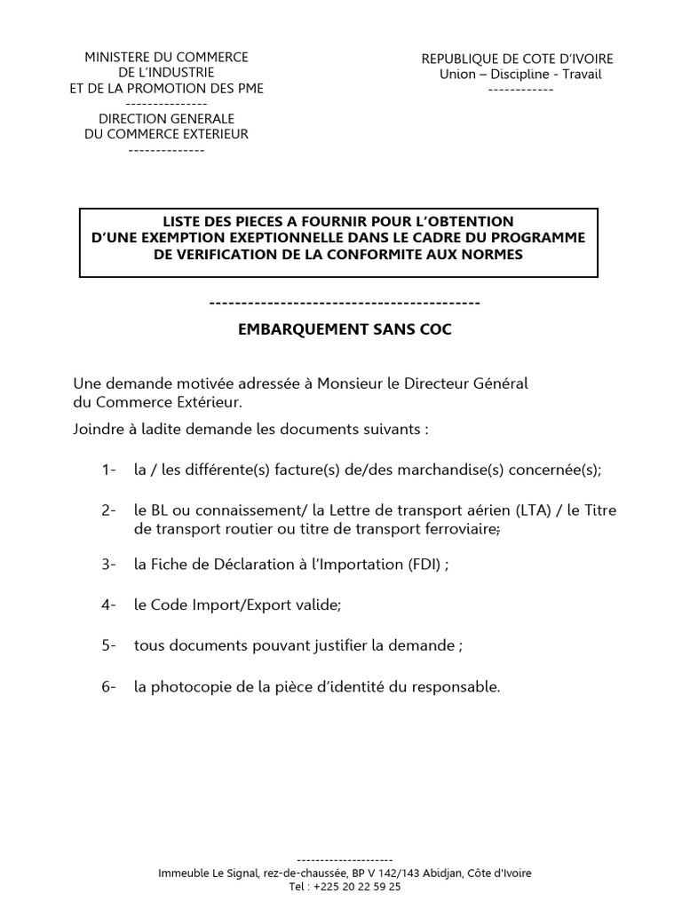 Demande Exemption Exceptionnelle | PDF