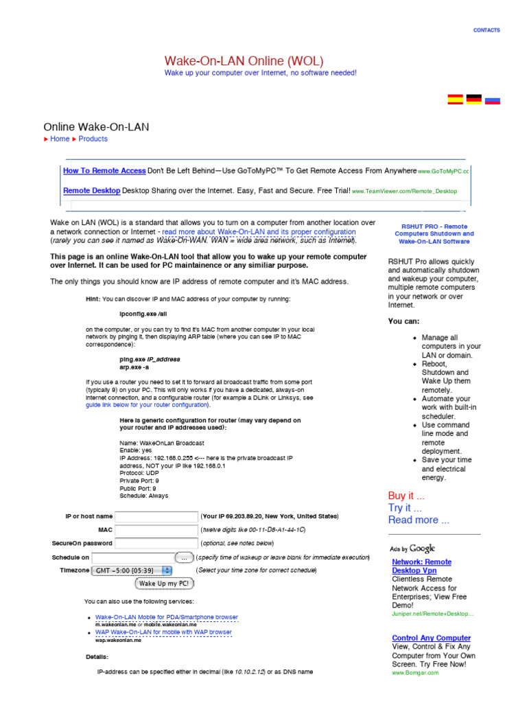 Wake On LAN Online (WOL) | PDF