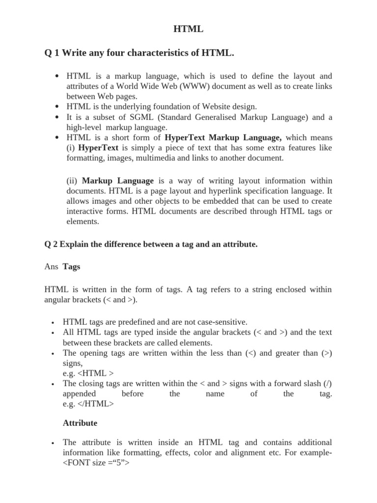 Html-I (Q - A) | PDF