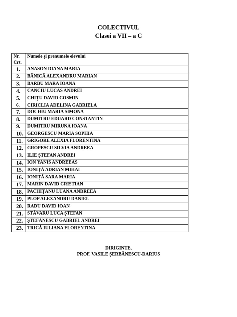 Colectivul 7C | PDF