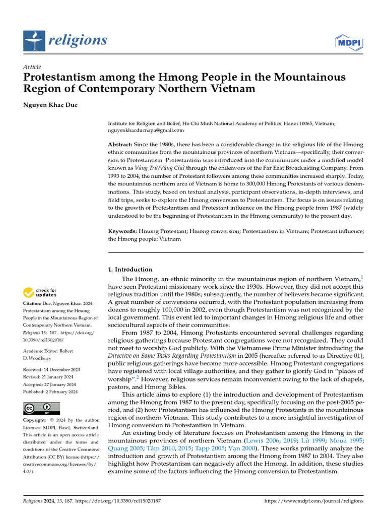 Protestantism Among The Hmong People in The Mounta | PDF | Protestantism
