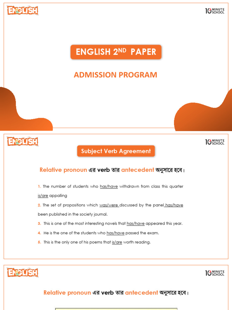 Note Subject Verb Agreement 2 & Right Forms of Verbs | PDF ...