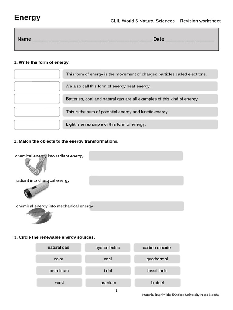 Energy Rev Worksheet | PDF