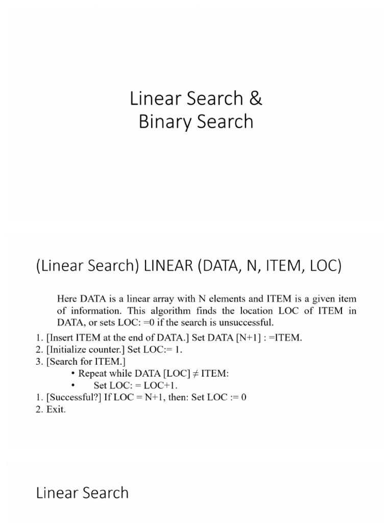 2 Linear and Binary Search | PDF